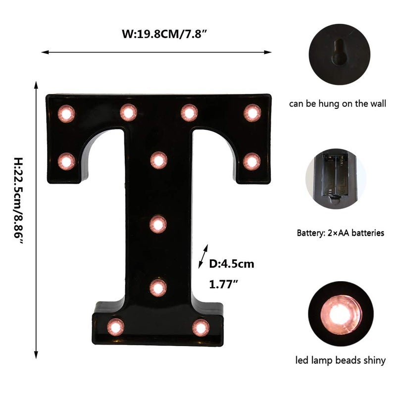 OYCBUZO Light Up Black Alphabet Marquee Letters Sign LED Marquee Number Lights Sign for Night Light Home Bar Christmas Lamp Birthday Party Wedding Decoration T - Image 5